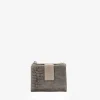 Femme Bosanova Portefeuilles | Petit portefeuille en cuir taupe imprimé animalier avec zip et bouton