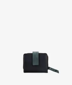 Femme Bosanova Portefeuilles | Petit portefeuille en cuir noir à rabat vert