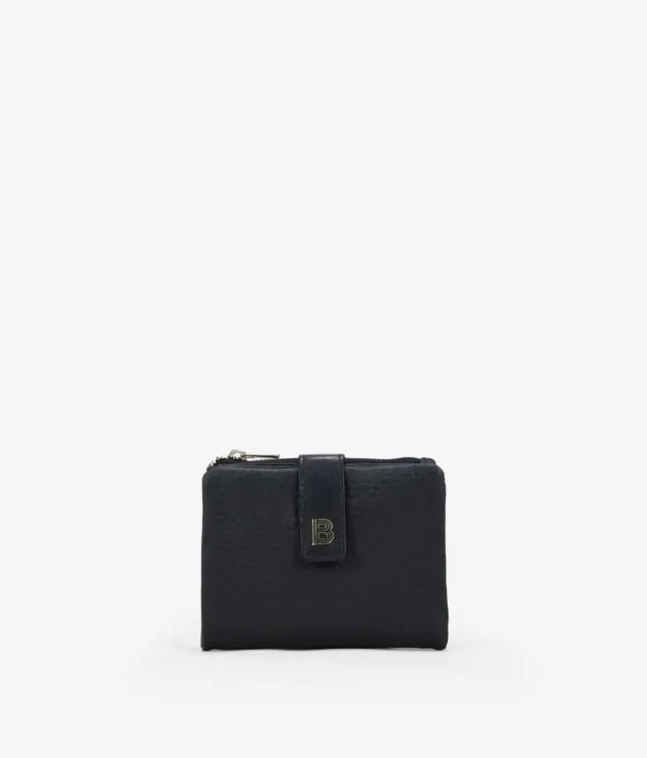 Femme Bosanova Portefeuilles | Petit portefeuille en cuir texturé noir