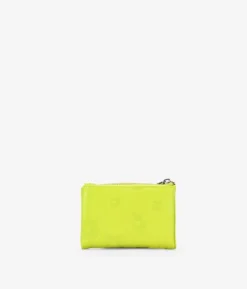 Femme Bosanova Portefeuilles | Petit portefeuille en cuir vert citron avec fermeture éclair et compartiments