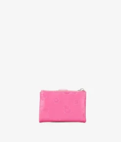 Femme Bosanova Portefeuilles | Petit portefeuille en cuir rose avec fermeture éclair et compartiments