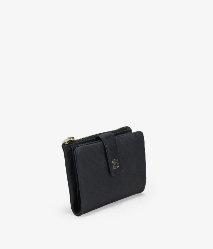 Femme Bosanova Portefeuilles | Petit portefeuille en cuir texturé noir