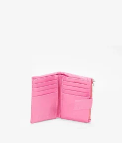 Femme Bosanova Portefeuilles | Petit portefeuille en cuir rose avec fermeture éclair et compartiments