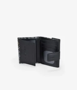 Femme Bosanova Portefeuilles | Petit portefeuille en cuir noir avec imprimé métallisé