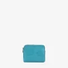 Femme Bosanova Porte-monnaie | Petit sac à main en cuir bleu avec fleurs et fermeture éclair
