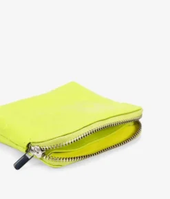 Femme Bosanova Porte-monnaie | Petit sac à main en cuir citron vert avec fleurs et fermeture éclair