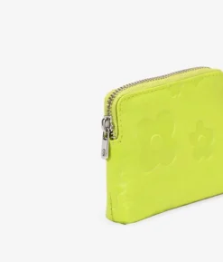 Femme Bosanova Porte-monnaie | Petit sac à main en cuir citron vert avec fleurs et fermeture éclair