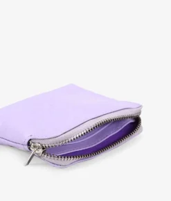 Femme Bosanova Porte-monnaie | Petit sac à main en cuir lilas avec fleurs et fermeture éclair
