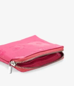 Femme Bosanova Porte-monnaie | Petit sac à main en cuir rose avec fleurs et fermeture éclair
