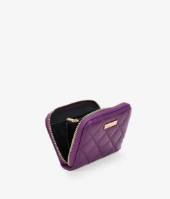 Femme Bosanova Porte-monnaie | Petit sac à main lilas avec surpiqûres et fermeture éclair