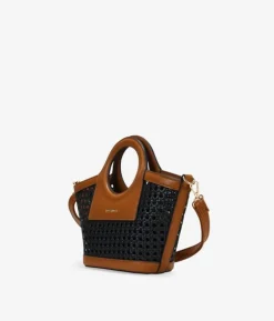 Bosanova Sacs À Bandoulière | Sacs Raphia Et Crochet | Petit sac à main noir avec filet en osier