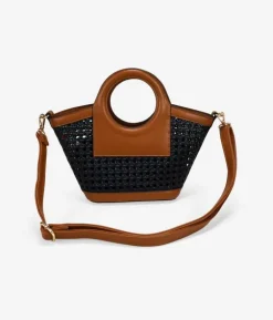 Bosanova Sacs À Bandoulière | Sacs Raphia Et Crochet | Petit sac à main noir avec filet en osier