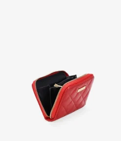 Femme Bosanova Porte-monnaie | Petit sac à main rouge avec surpiqûres et fermeture éclair