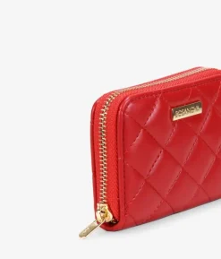 Femme Bosanova Porte-monnaie | Petit sac à main rouge avec surpiqûres et fermeture éclair