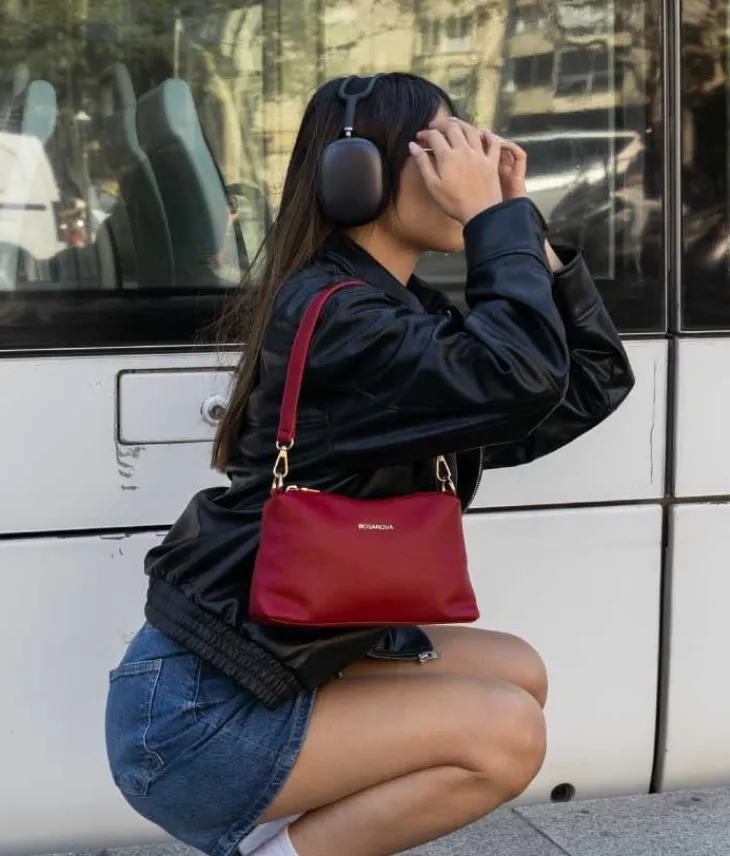 Bosanova Sacs À Bandoulière | Sacs Porté Épaule | Petit sac bandoulière rouge avec fermeture éclair