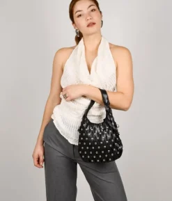 Bosanova Sacs À Bandoulière | Sac Minaudières | Pochette cloutée noire