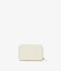 Femme Bosanova Porte-monnaie | Porte monnaie en cuir vegan crocodile beige avec logo et zip