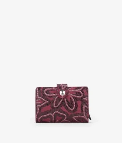 Femme Bosanova Portefeuilles | Porte-cartes automatique en cuir embossé bordeaux