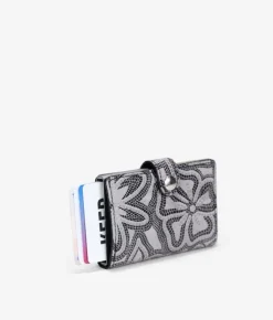 Femme Bosanova Portefeuilles | Porte-cartes automatique en cuir gris embossé