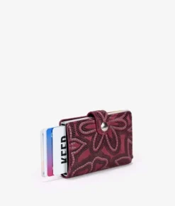 Femme Bosanova Portefeuilles | Porte-cartes automatique en cuir embossé bordeaux