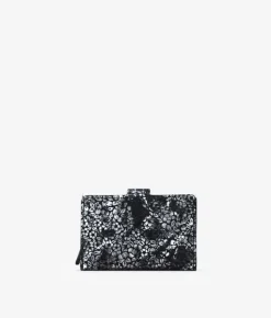 Femme Bosanova Portefeuilles | Porte-cartes automatique en cuir avec fleurs argentées