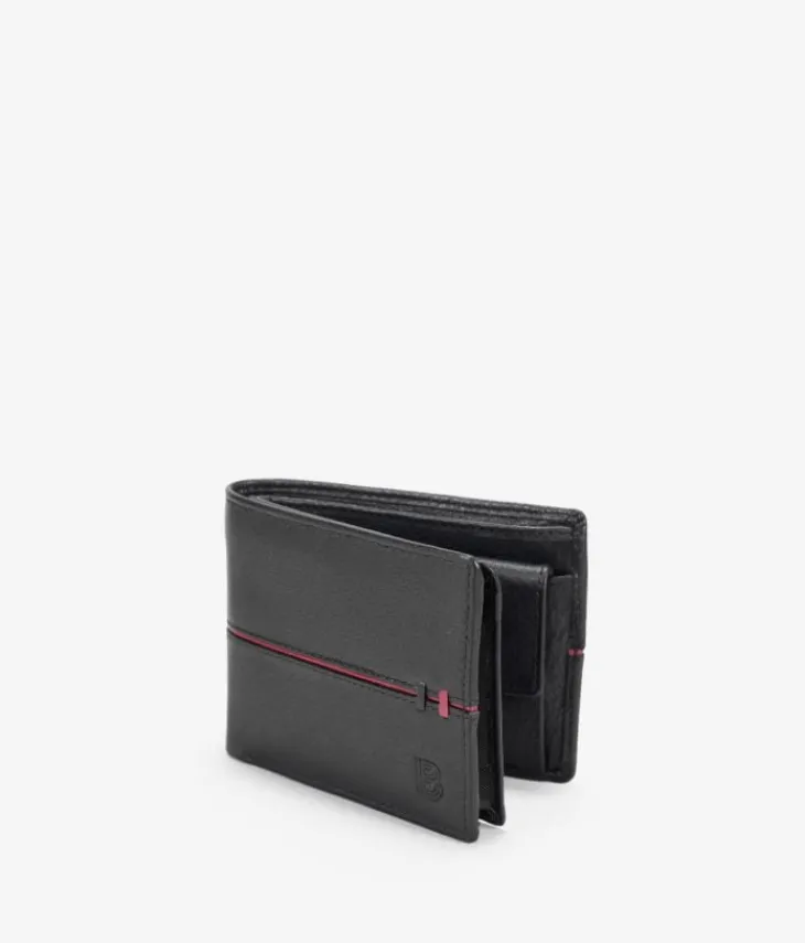 Homme Bosanova Porte-monnaie Homme | Portefeuilles | Portefeuille américain en cuir noir avec porte-monnaie
