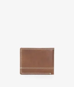 Homme Bosanova Porte-monnaie Homme | Portefeuilles | Portefeuille américain en cuir marron avec coutures et porte-monnaie