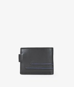 Homme Bosanova Portefeuilles | Porte-monnaie Homme | Portefeuille américain en cuir noir avec rabat et porte-monnaie