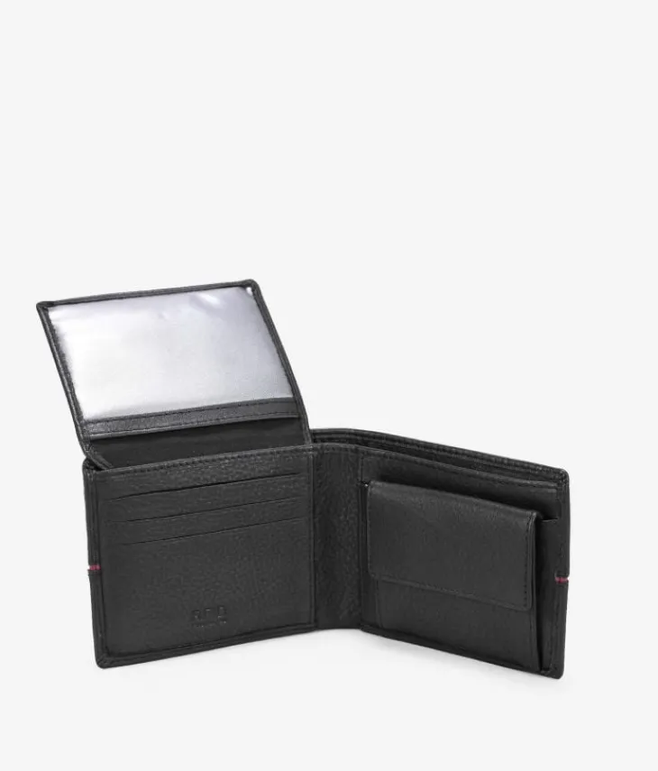 Homme Bosanova Porte-monnaie Homme | Portefeuilles | Portefeuille américain en cuir noir avec porte-monnaie