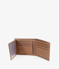 Homme Bosanova Portefeuilles | Portefeuille américain en cuir marron avec coutures sans bourse