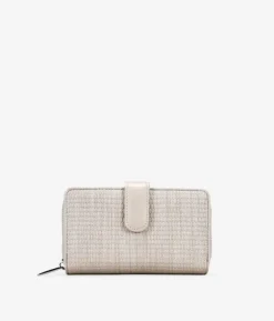 Femme Bosanova Portefeuilles | Portefeuille beige moyen avec rabat et fermeture éclair