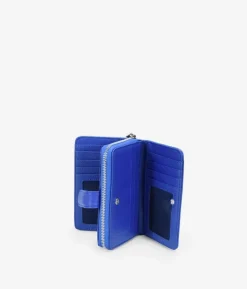 Femme Bosanova Portefeuilles | Portefeuille bleu moyen avec fermeture éclair et bouton