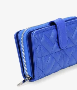 Femme Bosanova Portefeuilles | Portefeuille bleu moyen avec fermeture éclair et bouton