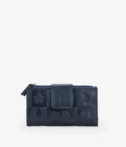 Femme Bosanova Portefeuilles | Portefeuille en cuir bleu avec rabat et fermeture éclair