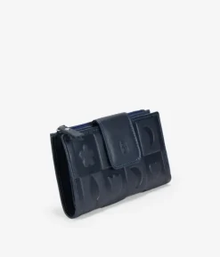 Femme Bosanova Portefeuilles | Portefeuille en cuir bleu avec rabat et fermeture éclair