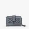 Femme Bosanova Porte-monnaie | Portefeuilles | Portefeuille en cuir gris avec fleur de Barcelone