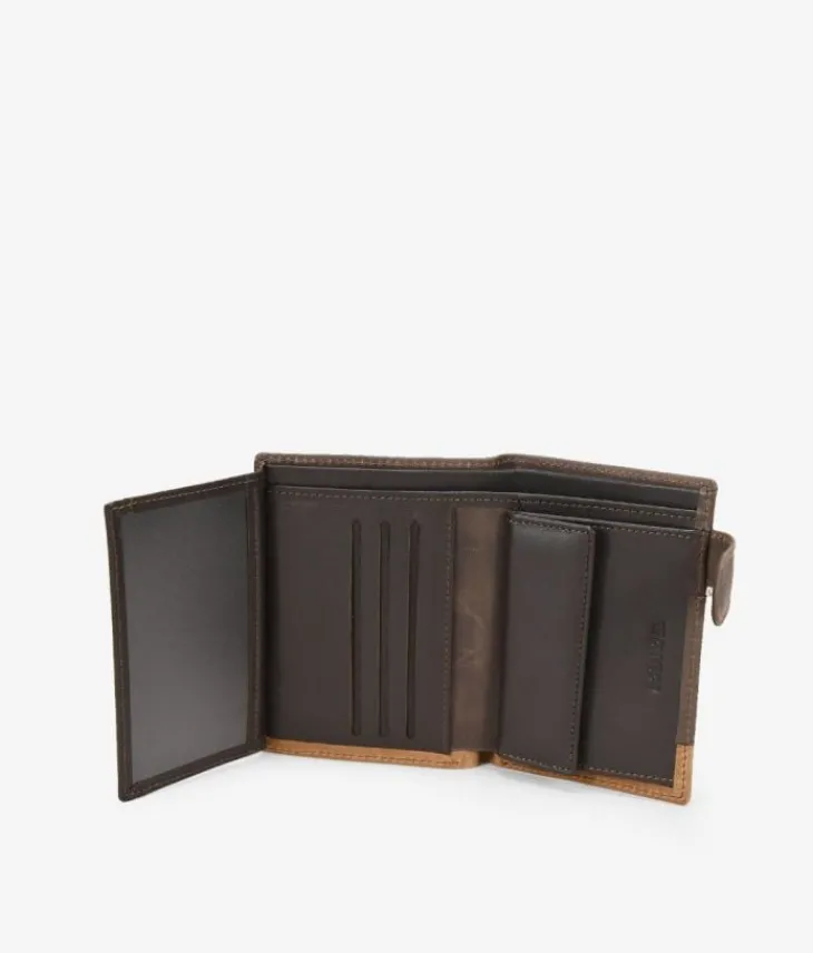 Homme Bosanova Portefeuilles | Portefeuille en cuir marron à rabat