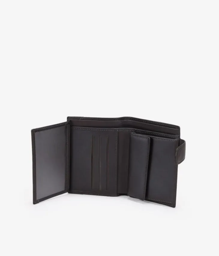 Homme Bosanova Portefeuilles | Portefeuille en cuir marron avec poche à monnaie et rabat