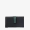 Femme Bosanova Portefeuilles | Portefeuille en cuir noir avec rabat vert