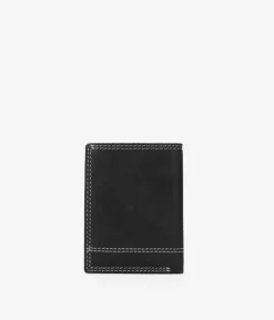 Homme Bosanova Porte-monnaie Homme | Portefeuilles | Portefeuille en cuir noir avec coutures et porte-monnaie