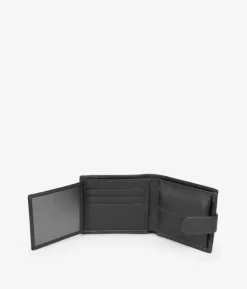 Homme Bosanova Portefeuilles | Portefeuille en cuir noir avec poche à monnaie et rabat
