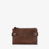 Femme Bosanova Portefeuilles | Portefeuille marron noir avec double fermeture éclair et logo clouté