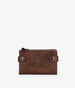 Femme Bosanova Portefeuilles | Portefeuille marron noir avec double fermeture éclair et logo clouté