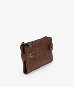Femme Bosanova Portefeuilles | Portefeuille marron noir avec double fermeture éclair et logo clouté