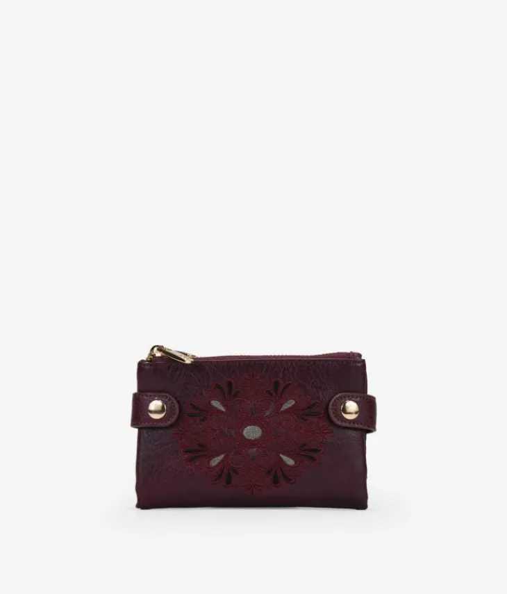 Femme Bosanova Portefeuilles | Portefeuille moyen bordeaux avec broderie