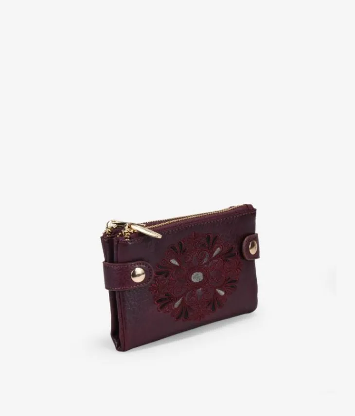 Femme Bosanova Portefeuilles | Portefeuille moyen bordeaux avec broderie