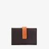 Femme Bosanova Portefeuilles | Portefeuille moyen en cuir marron à rabat orange