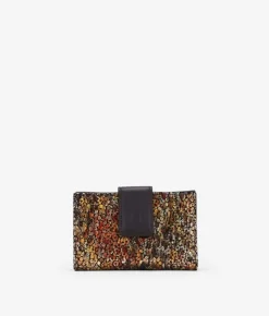 Femme Bosanova Portefeuilles | Portefeuille moyen en cuir avec fleurs dorées