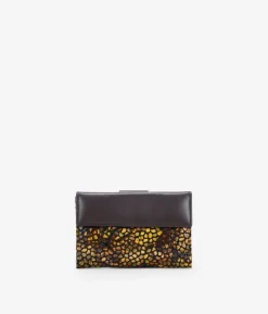 Femme Bosanova Portefeuilles | Portefeuille moyen en cuir marron avec imprimé