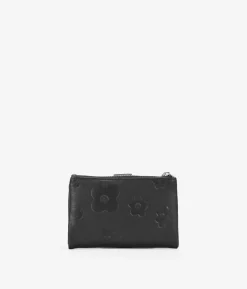 Femme Bosanova Portefeuilles | Portefeuille moyen en cuir noir avec fermeture éclair et compartiments